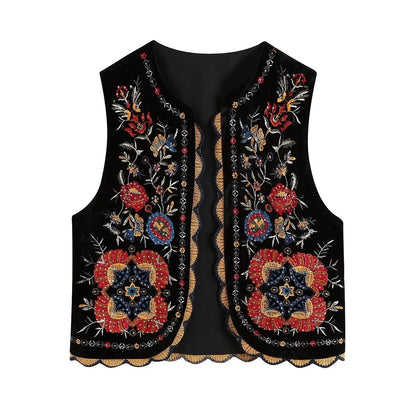 Ethnic Style Sequined Embroidery Boho Vest Jacket