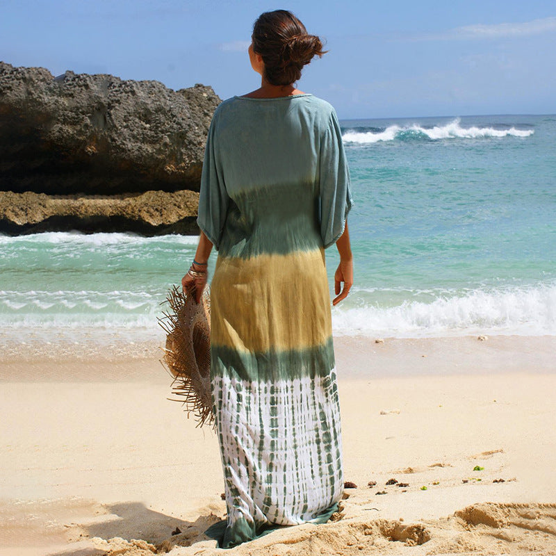 Cotton Tie Dye Boho Loose Long Dress