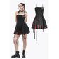 Dark in Love Nyssa Black and Red Strap Detail Goth Mini Dress