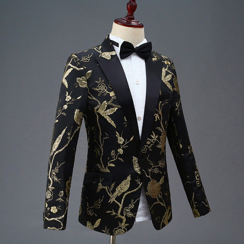 Men's Gold Overlay Stage, Host Single-Breasted Dinner Jacket