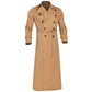 Vireous Long Trench Coat, Large Lapel Double-Breasted Belt Men's Coat
