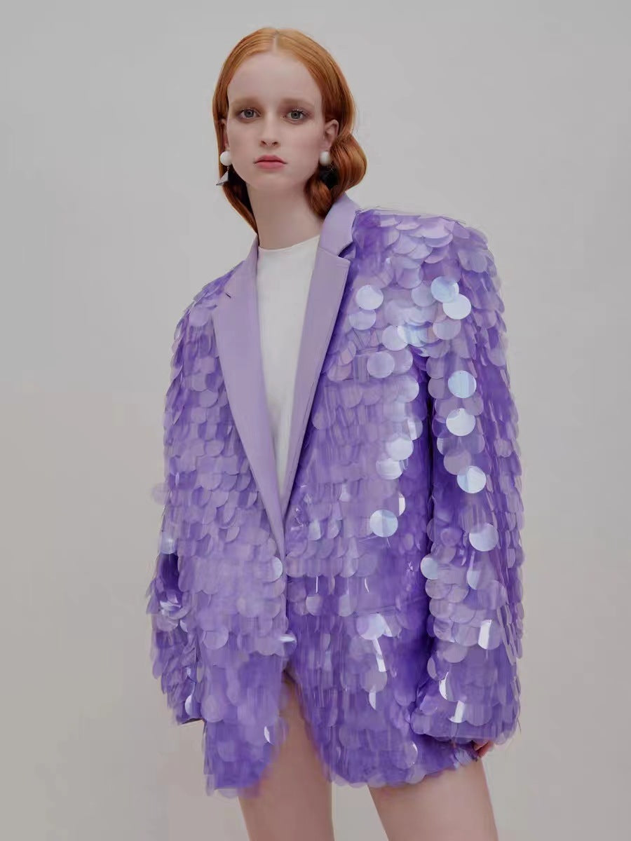 Loose Petal Sequins Women's Fashion Tuxedo, Glam Eveningwear