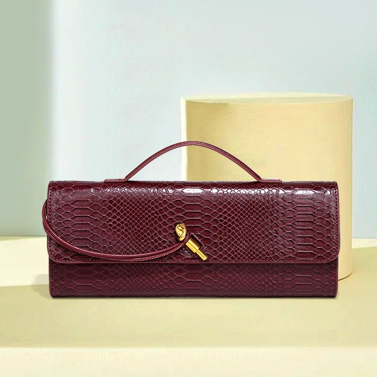 Leather American Retro Hand-Held Dinner Bag Baguette Clutch