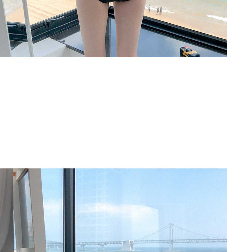 Nude and Black Chic Minimalist Women's One-Piece Swmsuit