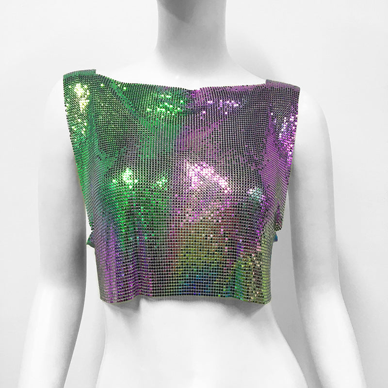 Women's Sequin Top, Sweet and Spicy Style Cropped Vest