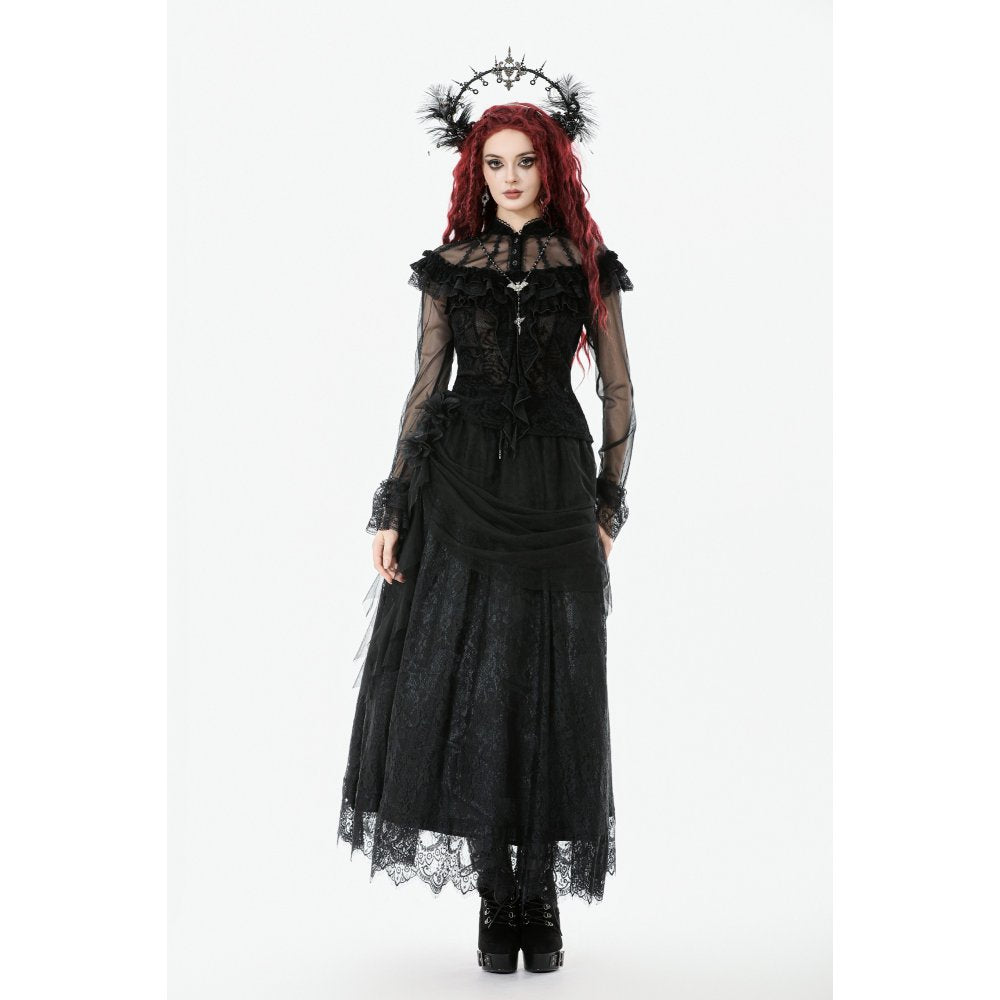 Dark in Love Seraphina Gothic Blouse, Layered Lace Cuffs