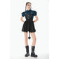 Dark in Love Gothic Academy-Striped Puff-Sleeve Blouse