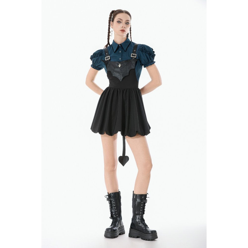 Dark in Love Gothic Academy-Striped Puff-Sleeve Blouse