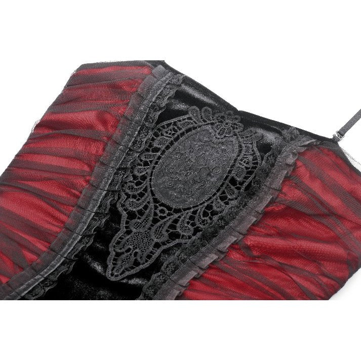 Dark in Love Lilith Red and Black Mesh Panel Goth Gown