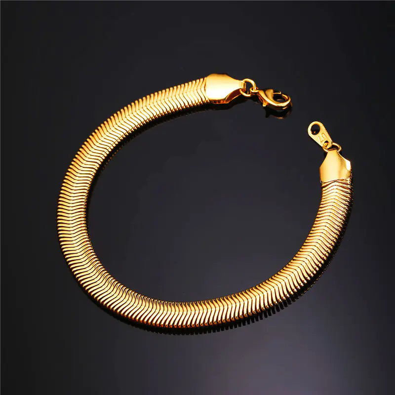 Titanium Steel Chain Bracelet, Gold or Silver Plated