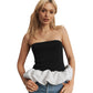Contrast Colour Bandeau Slim-Fit Ruffled Women's Top