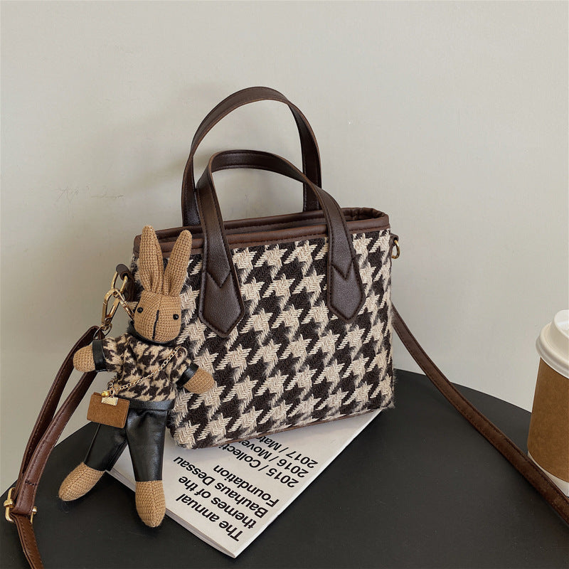 Houndstooth or Checkerboard Fashion Plaid Shoulder Handbag