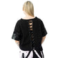 Chemical Black Ceil Crop Top, Women's Black Gothic Cotton Top