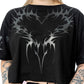 Chemical Black Ceil Crop Top, Women's Black Gothic Cotton Top