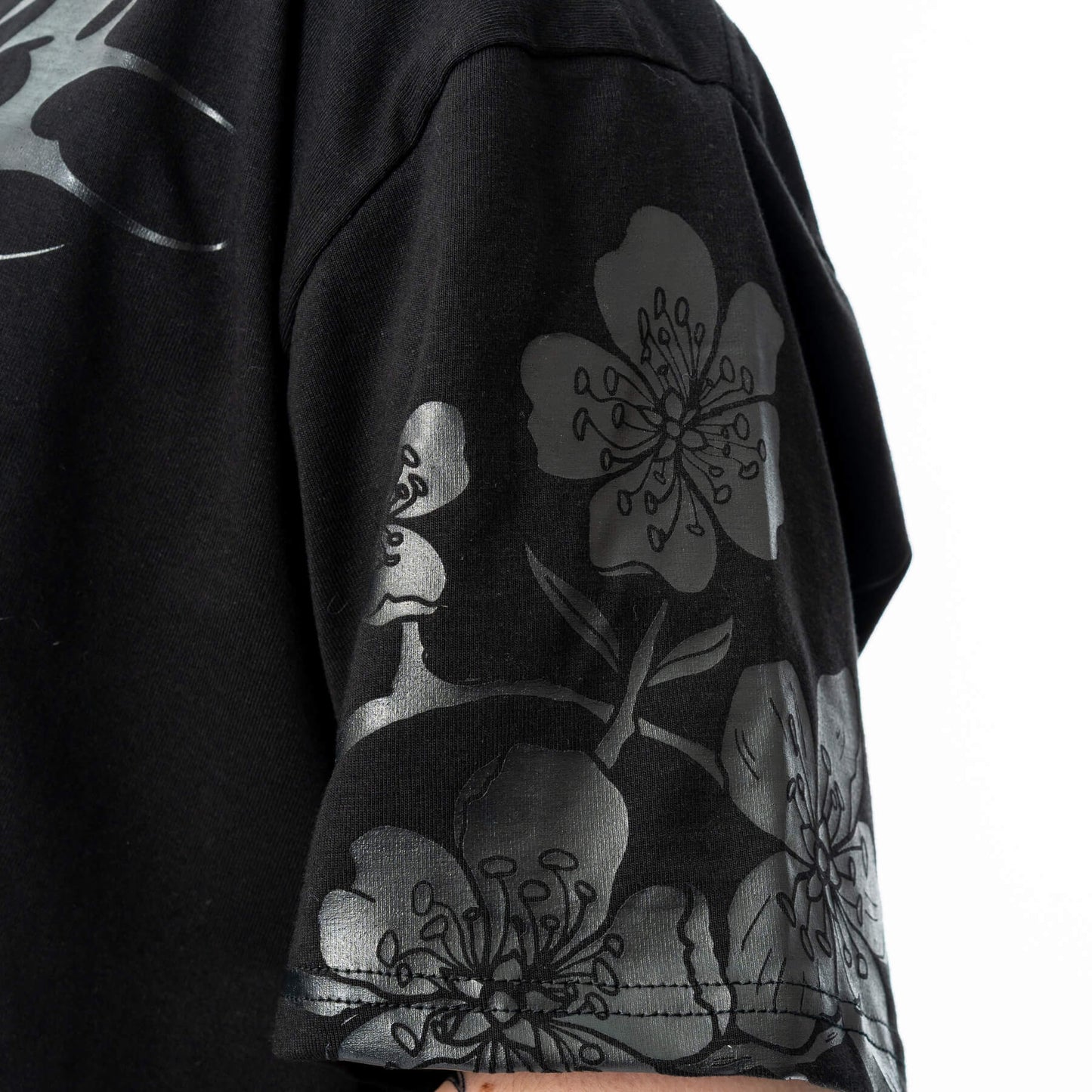 Chemical Black Ceil Crop Top, Women's Black Gothic Cotton Top