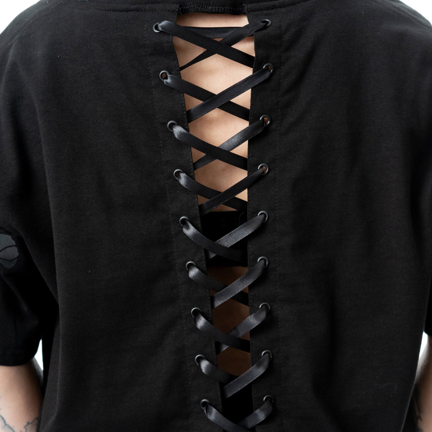 Chemical Black Ceil Crop Top, Women's Black Gothic Cotton Top