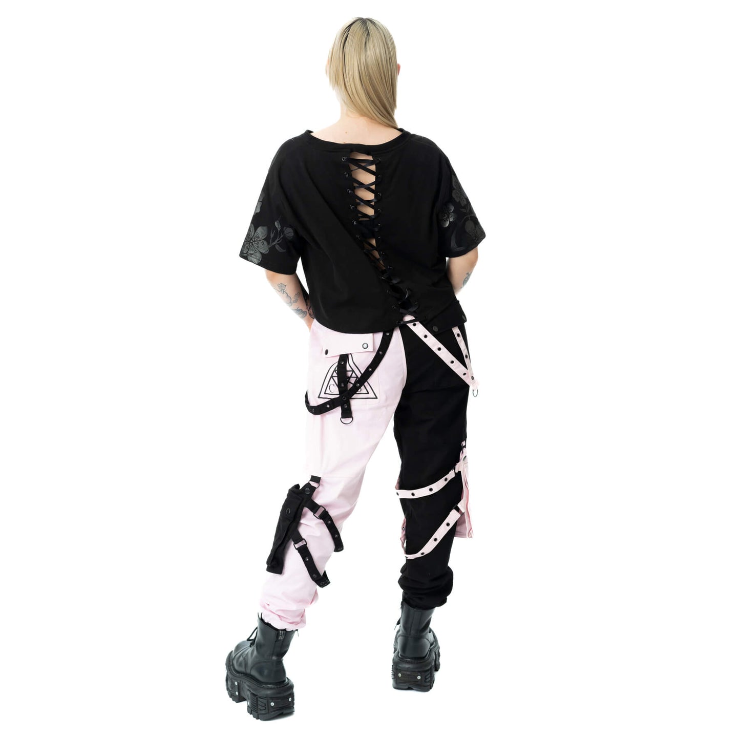 Chemical Black Ceil Crop Top, Women's Black Gothic Cotton Top