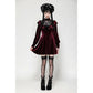 Dark in Love Verity Burgundy Velvet Dress with Black Gothic Lace