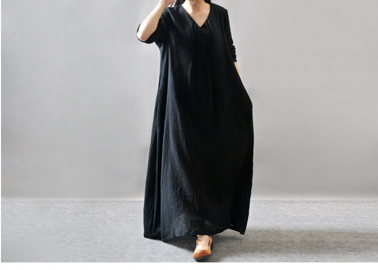 Vireous Textured Linen Robe Plus-Size Dress