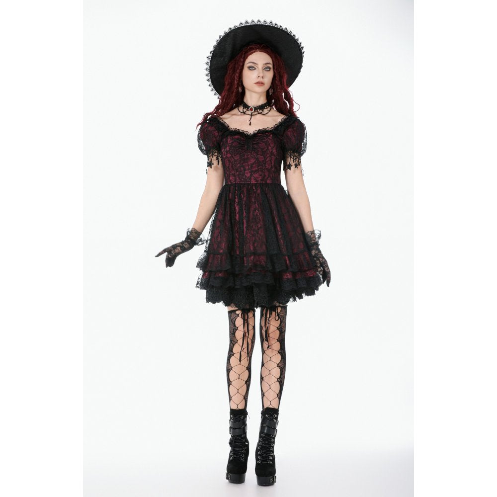 Dark in Love Red Black Lace Princess Dress