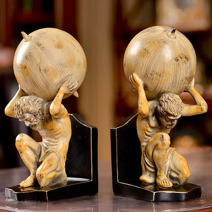 Atlas from Greek Mythology Sculpture, Pair of Office, Desk Figurines