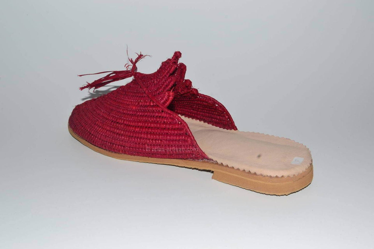 Handmade Raffia and Leather Berber Slippers, Multicolours