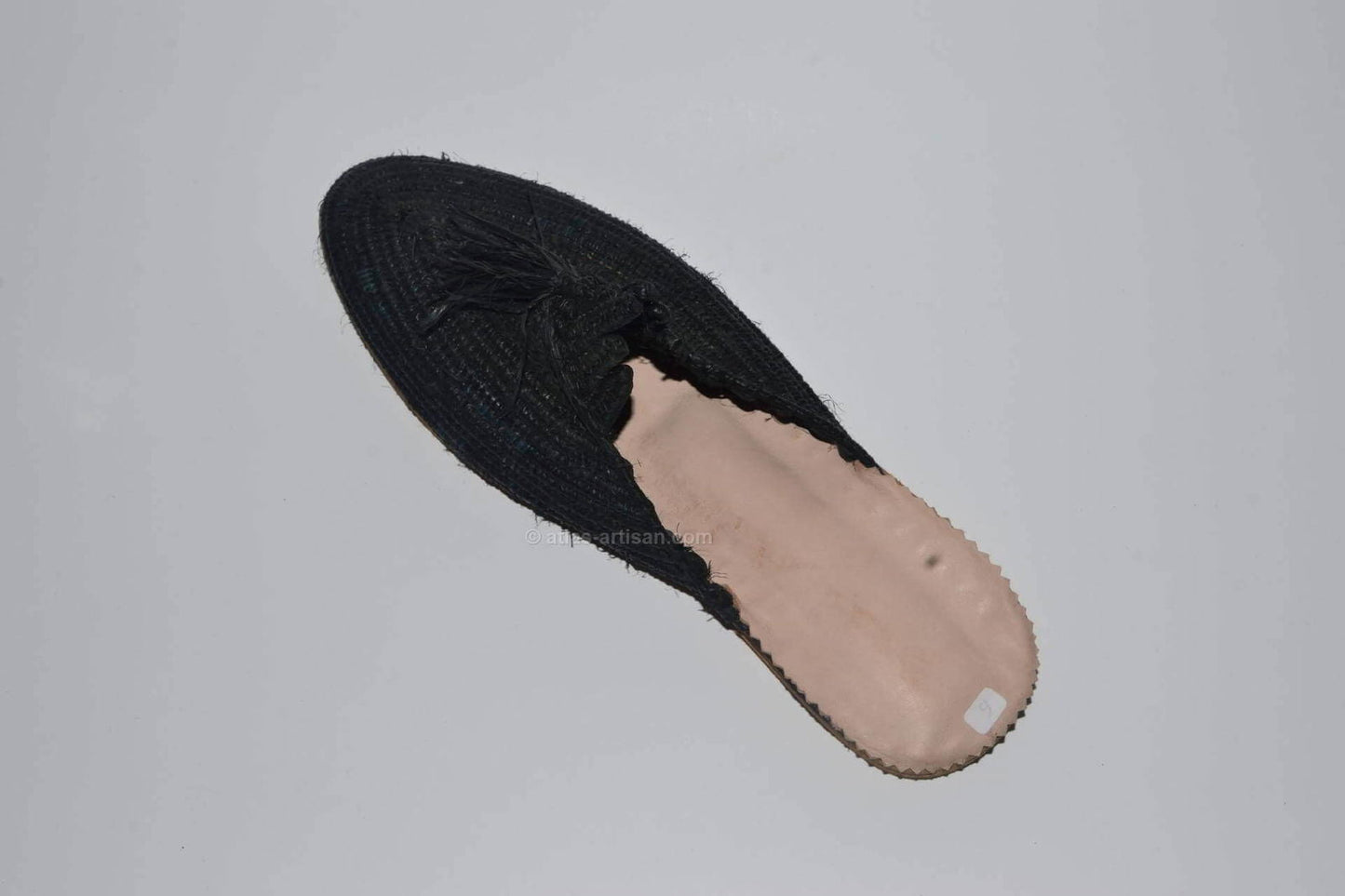 Handmade Raffia and Leather Berber Slippers, Multicolours