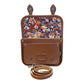 Floral Lined Leather Midi Satchel in Chestnut