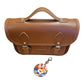 Floral Lined Leather Midi Satchel in Chestnut