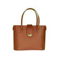 Leather Mini Twist Lock Shopper Bag in Chestnut