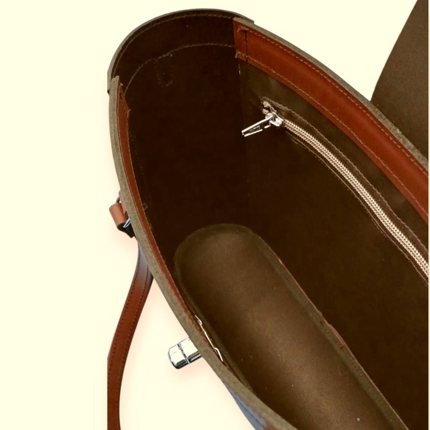 Tannery Tweed & Leather Mini Twist Lock Shopper Bag in Tan