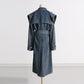 Vireous Lace-Up Waist-Tight Women's Denim Coat