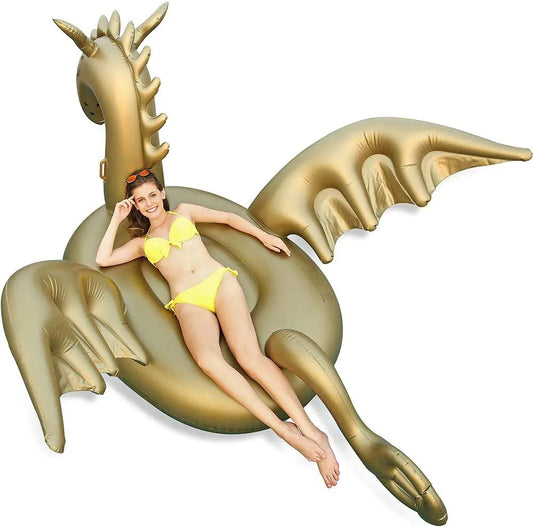 Giant Inflatable 2.6 Metres Golden Dragon Swimming Pool Float