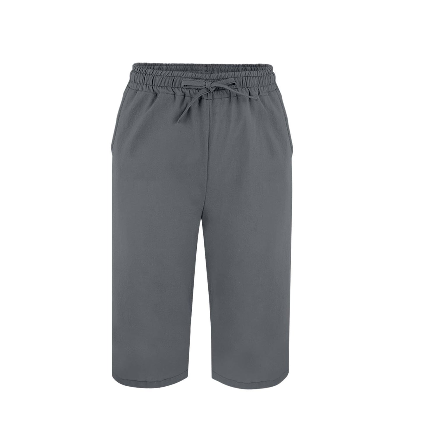 Women's Split Mid-Length Capri Shorts, Summer Casual Elastic Waist, Plus Sizes