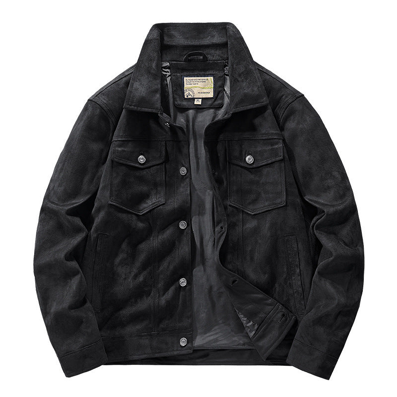 Men's Cross-Season Thin Suede Jacket, Polo Collar