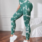 Seamless Peach Design Yoga Trousers, Tie-Dye High Waist Hip-Lift Leggings