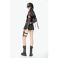 Dark in Love Punk Mesh Hollow-Out Hooded Top