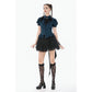 Dark in Love Gothic Academy-Striped Puff-Sleeve Blouse