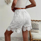Women's White Lace-Embroidered Elastic-Waist Shorts, Plus Sizes