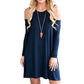 Vireous Solid Colour Off-the-Shoulder Long Sleeve Dress