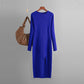 Vireous Daily Business Wear Long Sleeve Skinny Knit Dress