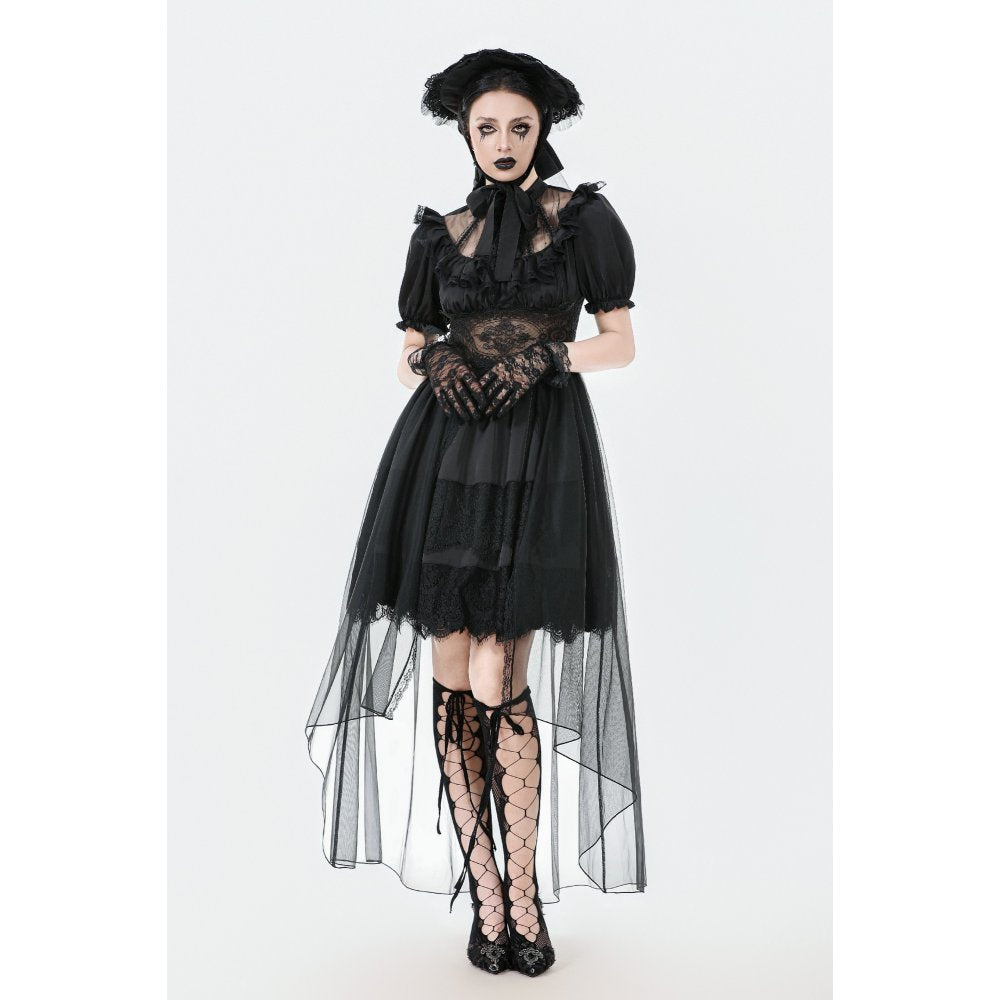 Dark in Love Ebon Rose High-Low Mesh and Lace Goth Dress