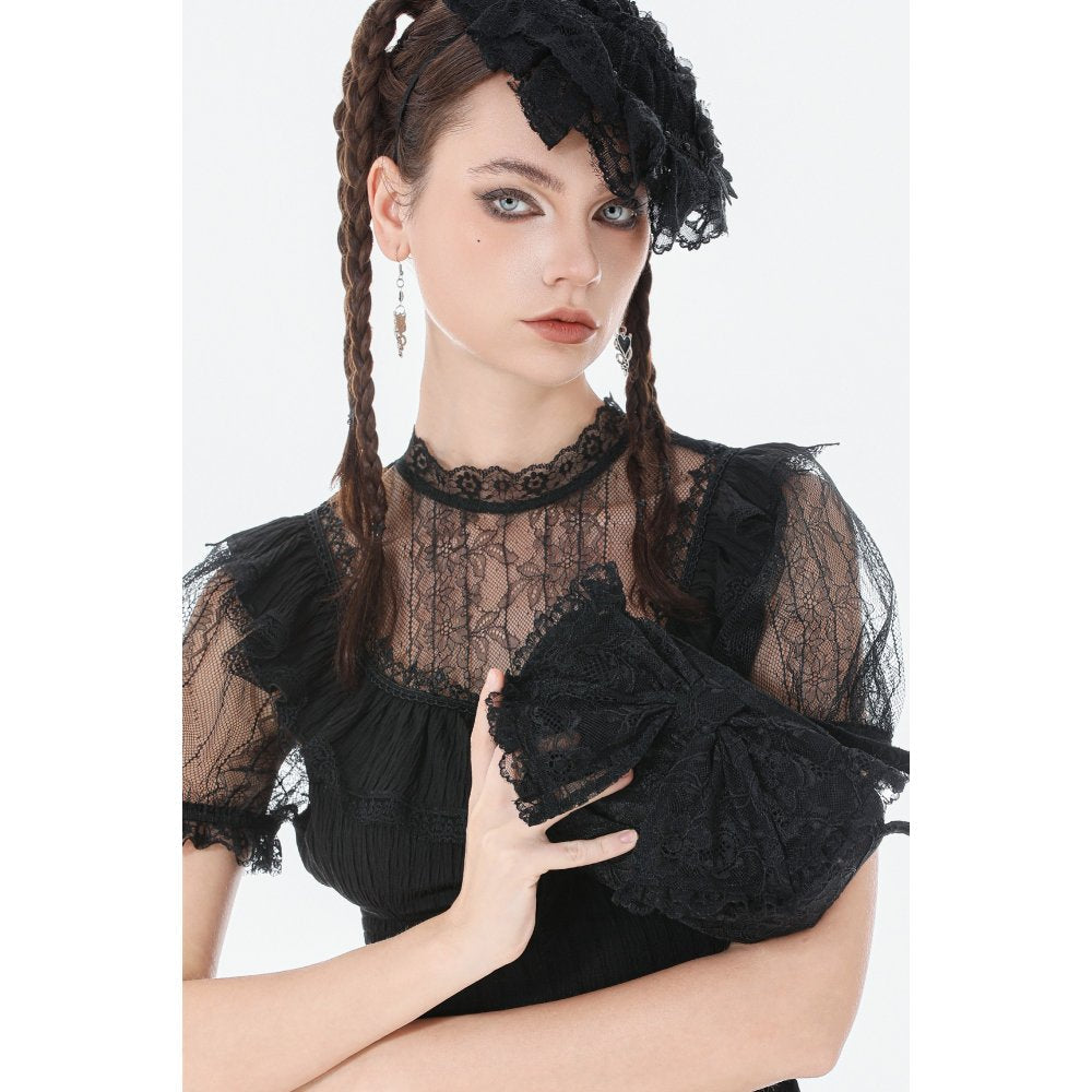Dark In Love Victoria Black Lace Bow Mini Handbag