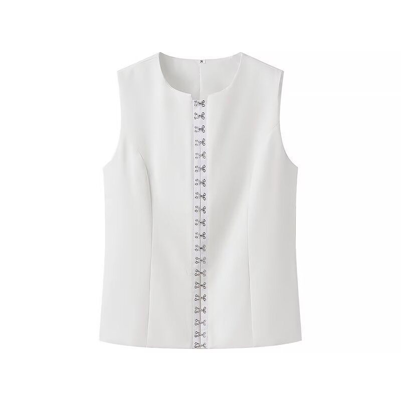 Vireous Round-Neck Sleeveless Vest Summer Fashion Casual Pantsuit