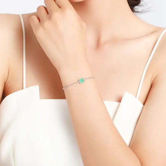 925 Sterling Silver Imitation Paraiba Tourmaline Gemstone Bracelet