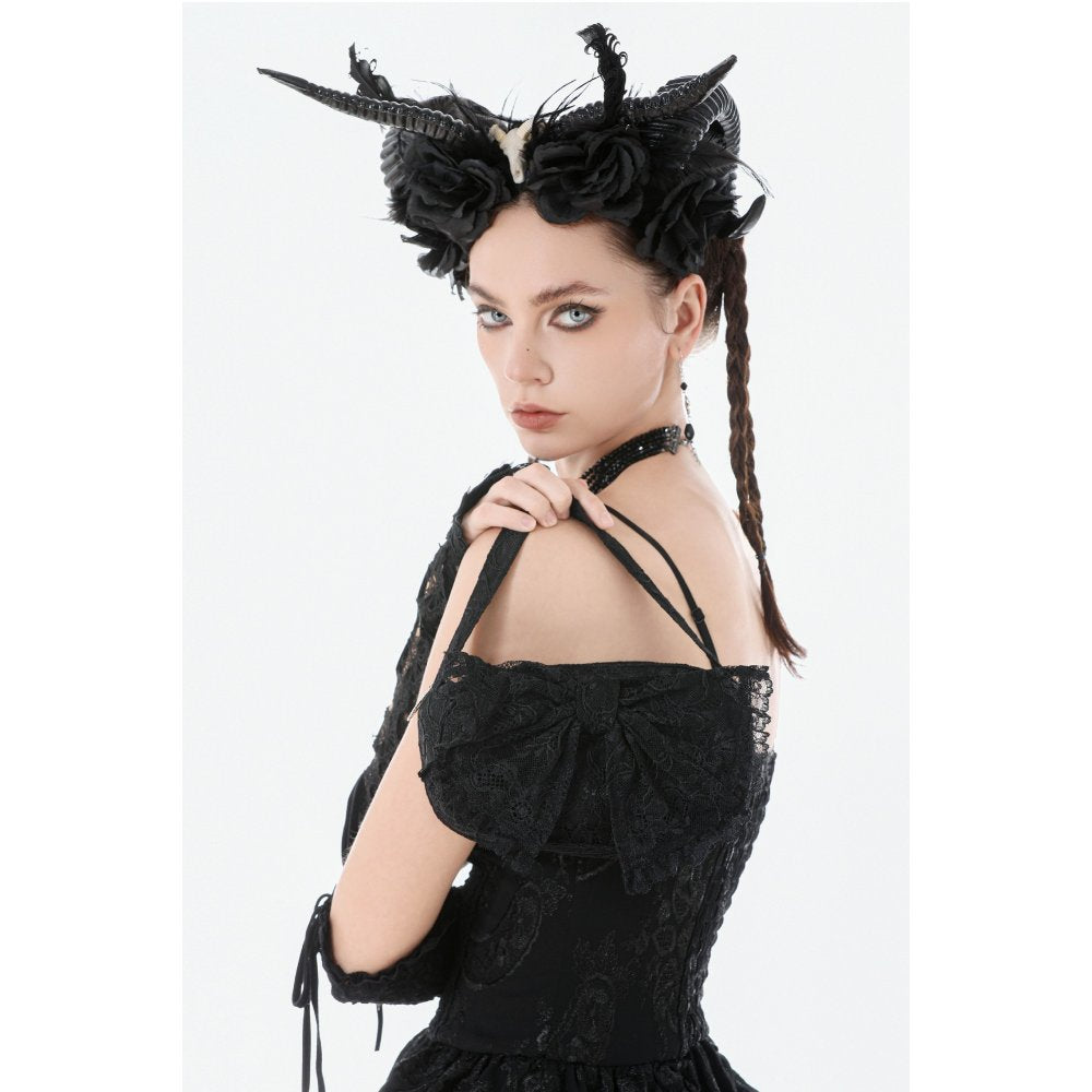 Dark In Love Victoria Black Lace Bow Mini Handbag