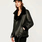 Women's Trendy Leather Jacket With Cross-Body Zipper