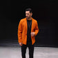 British Polo Collar Burnt Orange Wool Men's Fashion Jacket