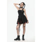 Dark in Love Nyssa Black and Red Strap Detail Goth Mini Dress