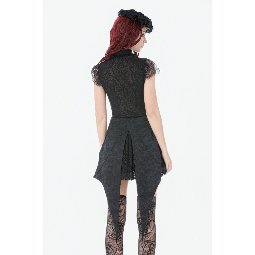 Dark in Love Thornspell Gothic Layered Lace Overskirt in Black